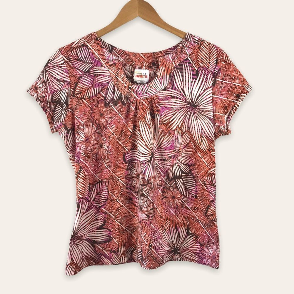Ruby Rd. Favorites tropical‎ print top size M